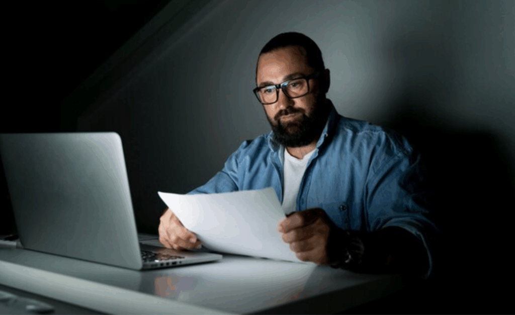 A candidate working remotely