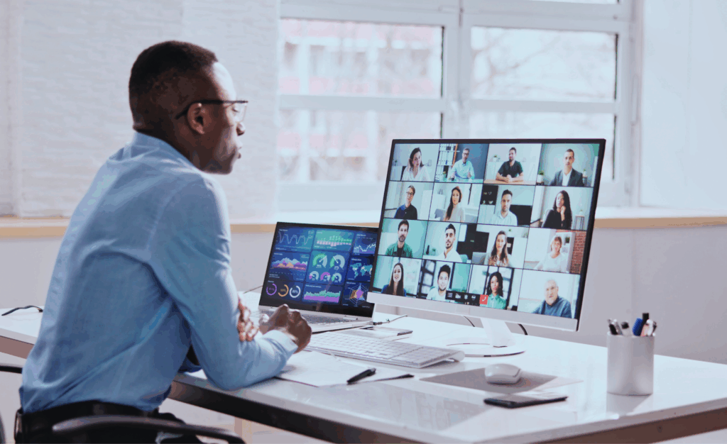 African remote worker collaborating digitally,