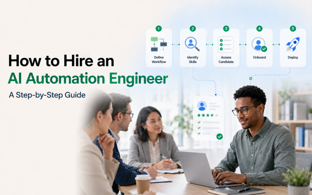 Seven-step checklist for hiring and onboarding an AI automation engineer.
