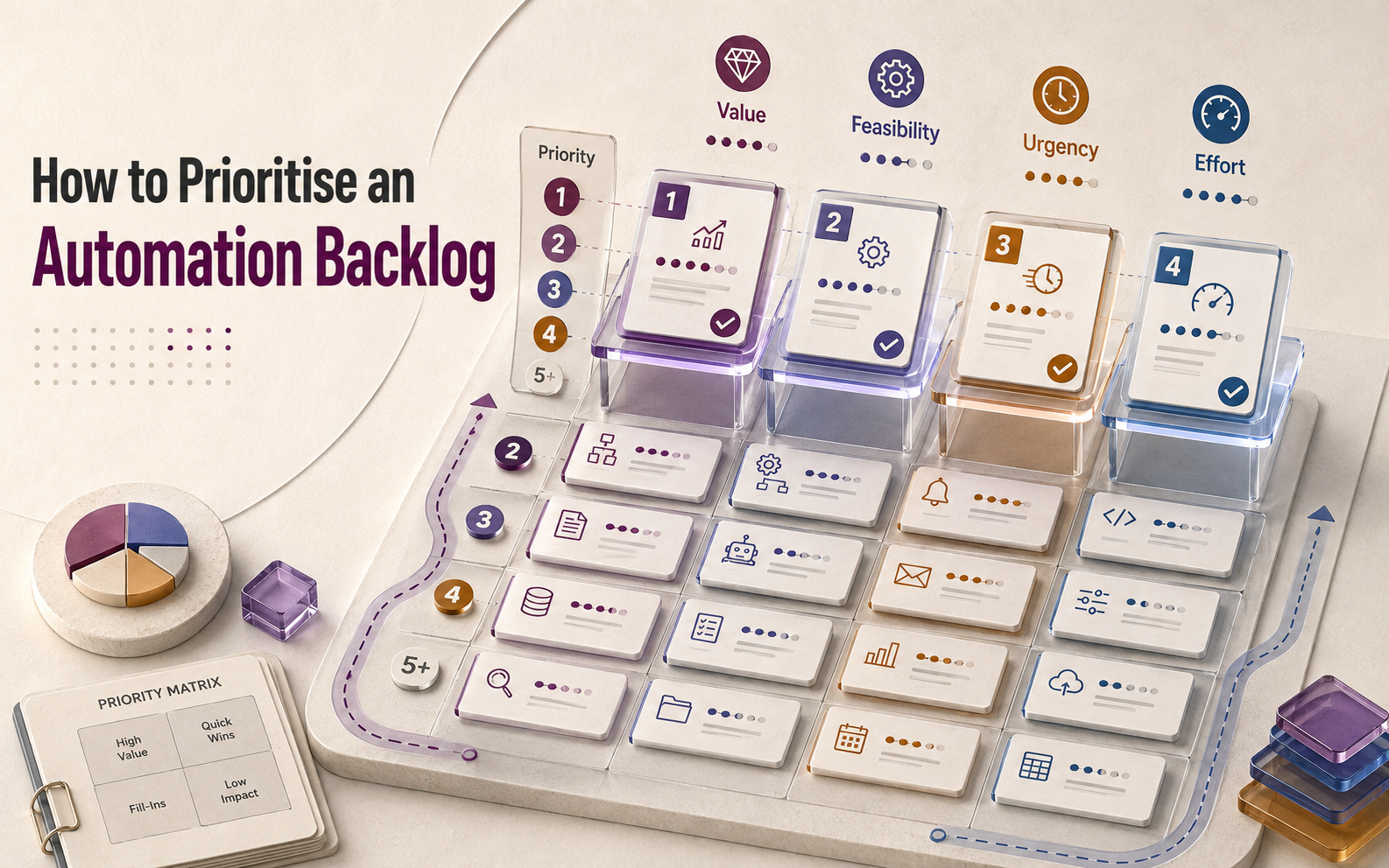 automation projects based on business value, technical feasibility, risk, and delivery effort.