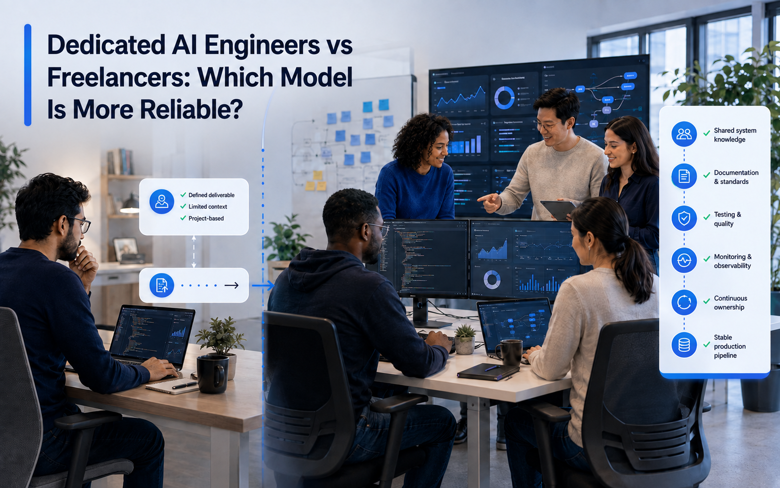 Dedicated AI engineers vs freelancers comparison